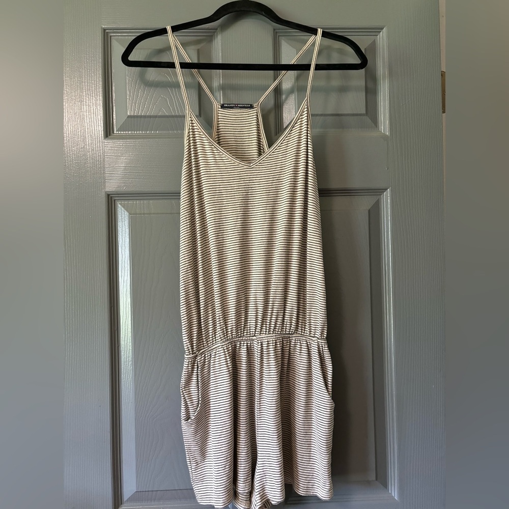 Brandy Melville black and tan spaghetti strap romper OS